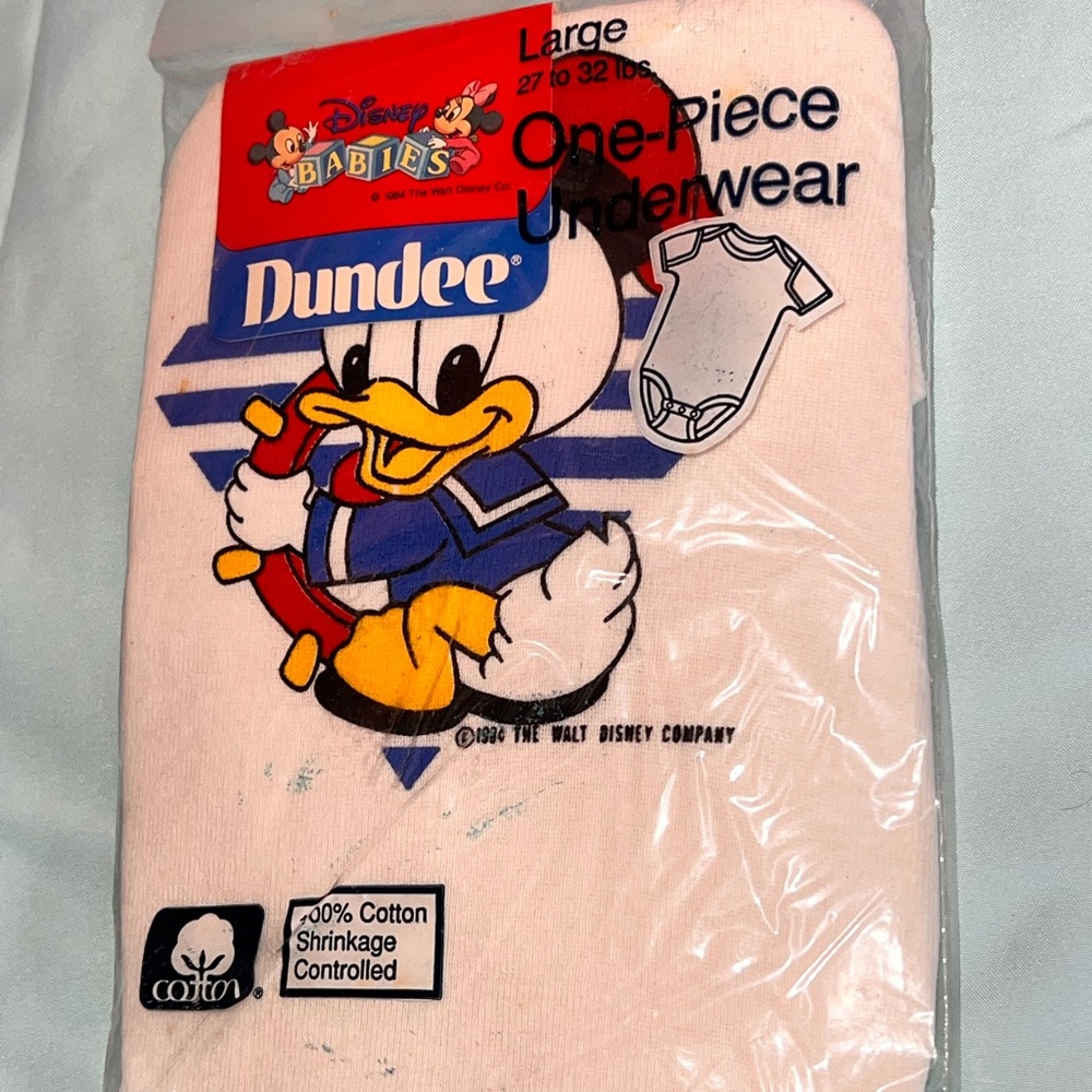 NEW 1984 Donald Duck Disney Babies One Piece Underwear Large 27-32 Pounds VTG